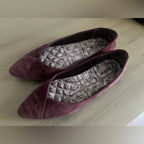 Birdies Shoes - Birdies Goldfinch Suede Pointed Flats in Mulberry